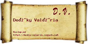 Deáky Valéria névjegykártya